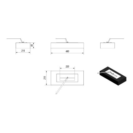 Kratki - BIO-Kamin 8,5x49 cm 2,5 kW schwarz