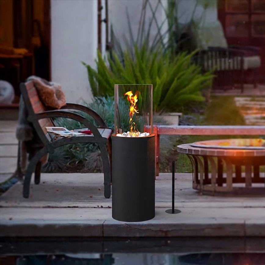 Bio-Kamin ROMA 26,5x80,5 cm 2kW schwarz + Schutzabdeckung