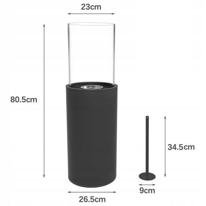 Bio-Kamin ROMA 26,5x80,5 cm 2kW schwarz + Schutzabdeckung
