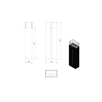Kratki - BIO-Kamin 113,6x35,9 cm 2 kW schwarz