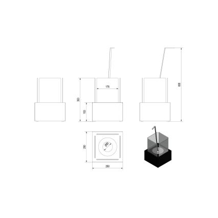 Kratki - BIO-Kamin 35,3x25 cm 1 kW schwarz