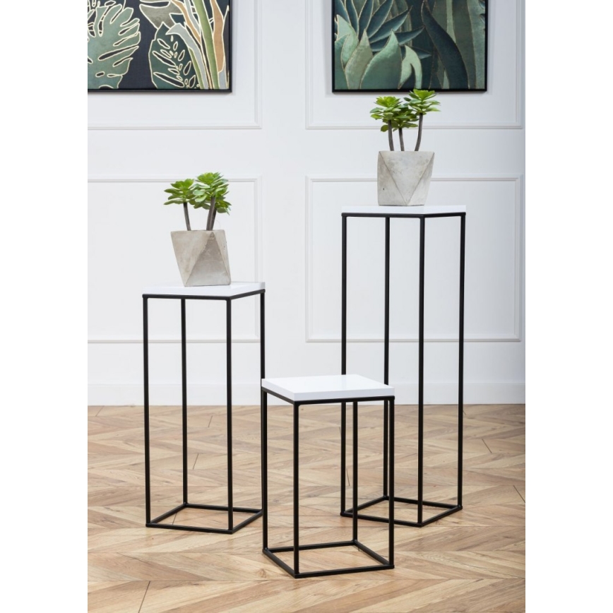 Blumenständer BASICLOFT 40x24 Weiß/Schwarz