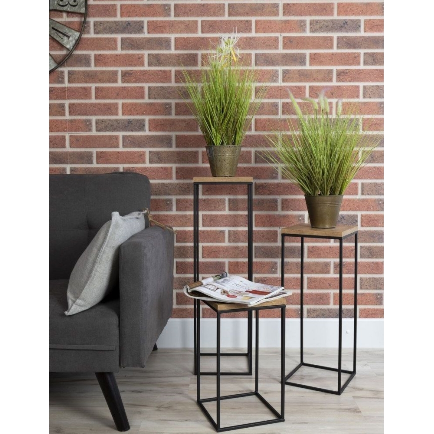 Blumenständer BASICLOFT 80x24 Schwarz/Braun