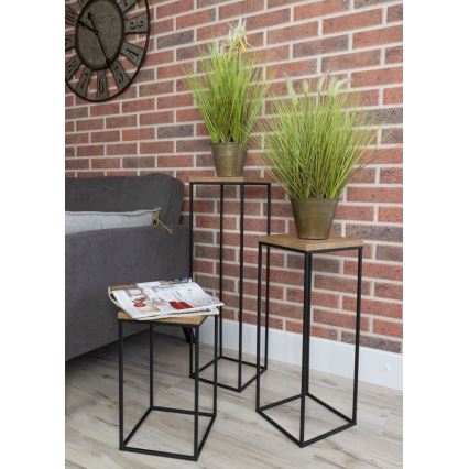 Blumenständer BASICLOFT 80x24 Schwarz/Braun
