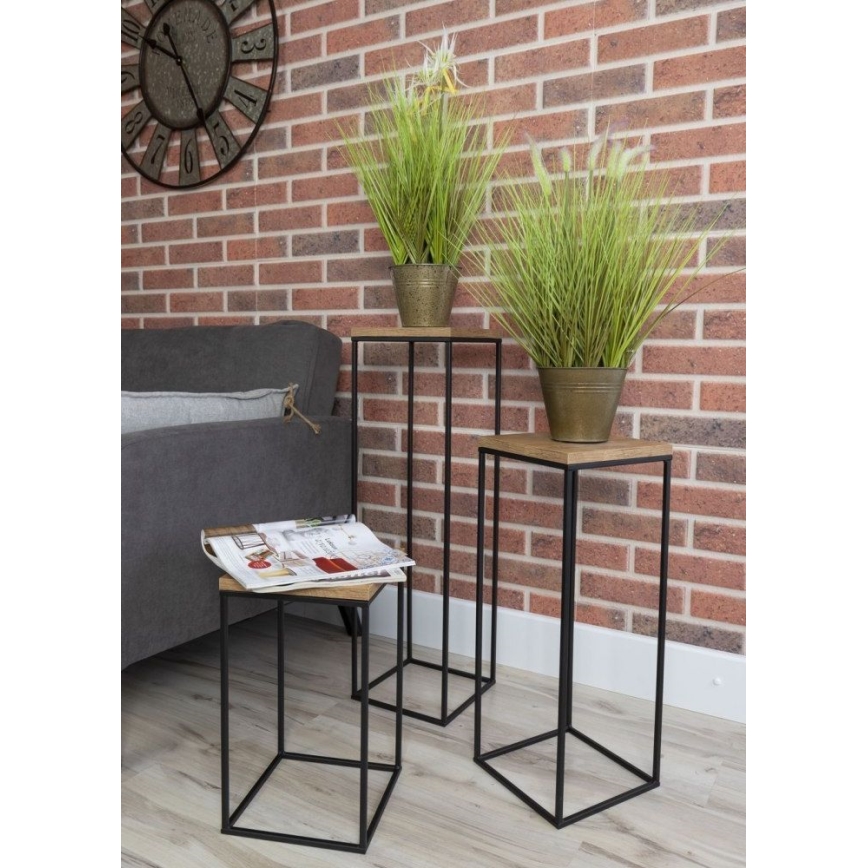 Blumenständer BASICLOFT 80x24 Schwarz/Braun