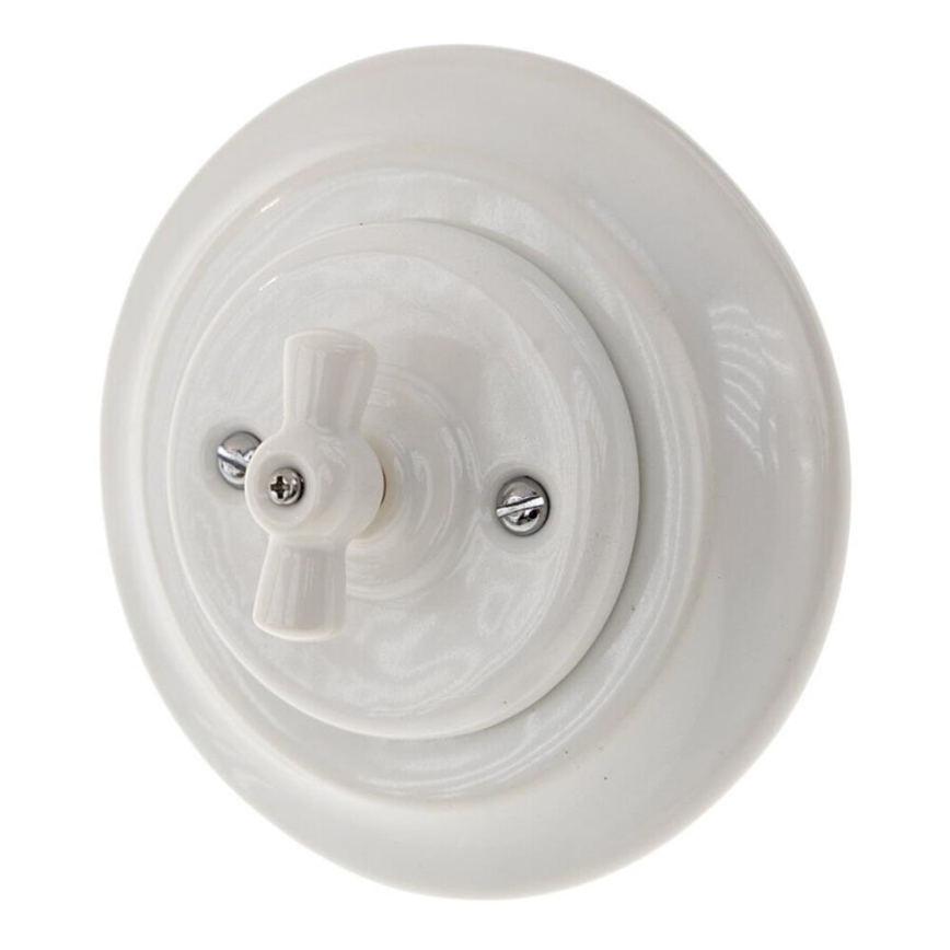 Bohemia-Design - Porzellan-Retro-Drehschalter mit Rahmen Nr. 5 weiß