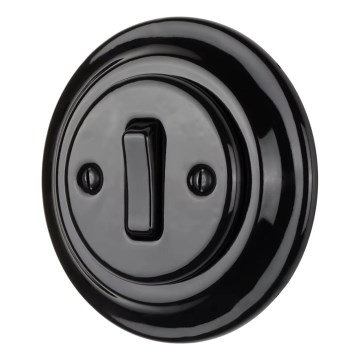 Bohemia-Design - Porzellan-Retro-Einfachschalter mit Rahmen Nr. 1, schwarz