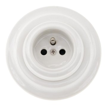 Bohemia-Design - Porzellan-Retro-Steckdose für Hausinstallation mit Rahmen, 250 V/16 A, weiß