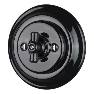 Bohemia-Design - Retro-Drehschalter aus Porzellan mit Rahmen Nr. 1, schwarz