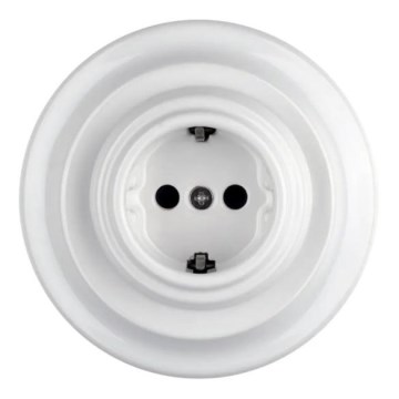Bohemia-Design - Retro-Wandsteckdose aus Porzellan mit Rahmen SCHUKO 250V/16A weiß