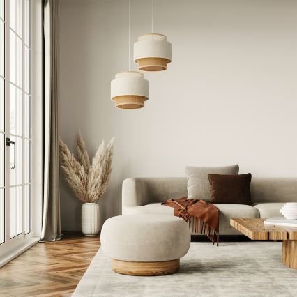 BOHO Pendelleuchte an Kabel 2xE27/60W/230V weiß/jute