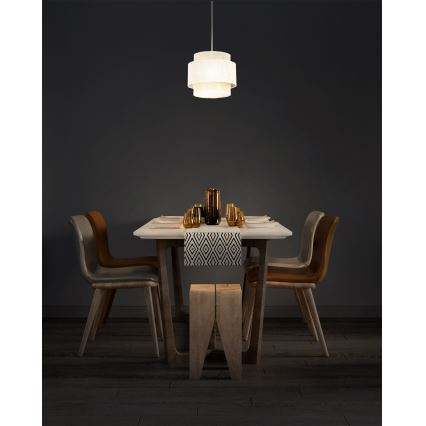 BOHO Pendelleuchte mit Schnuraufhängung 1xE27/60W/230V Ø 20 cm creme/jute