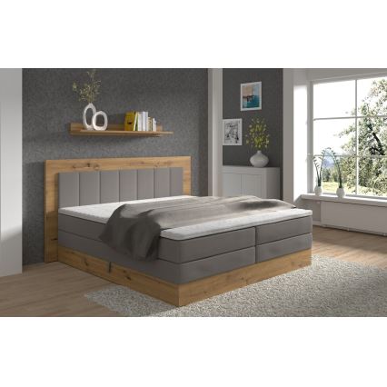 Boxspringbett JASMINE 180×200 cm mit Matratzen, Topper und Stauraum, grau