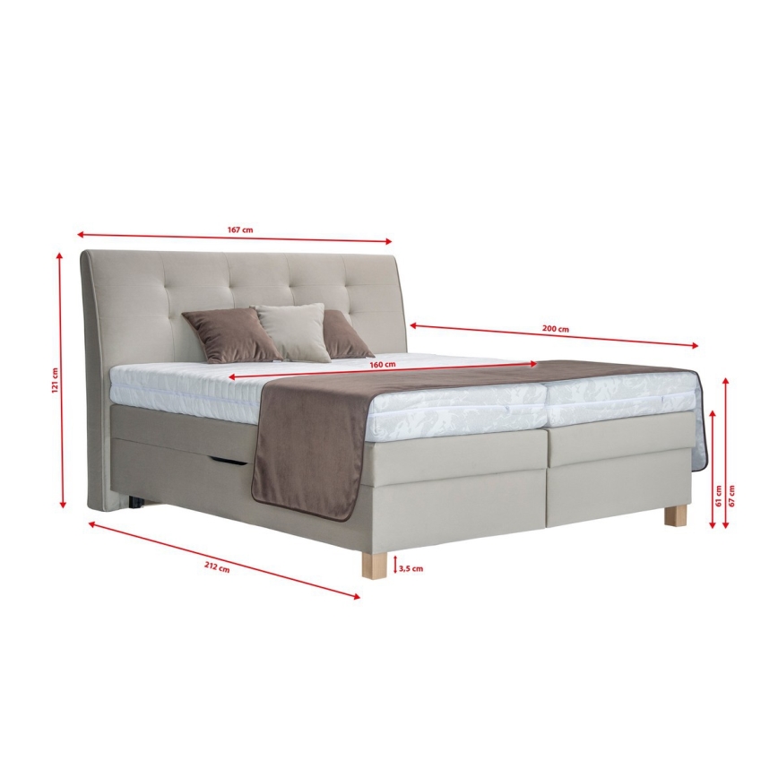 Boxspringbett mit Matratze BEA 160x200 cm beige