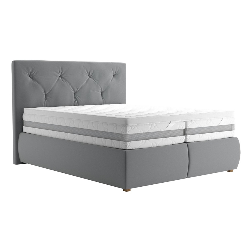 Boxspringbett mit Matratze und Topper ELEN 160x200 cm grau