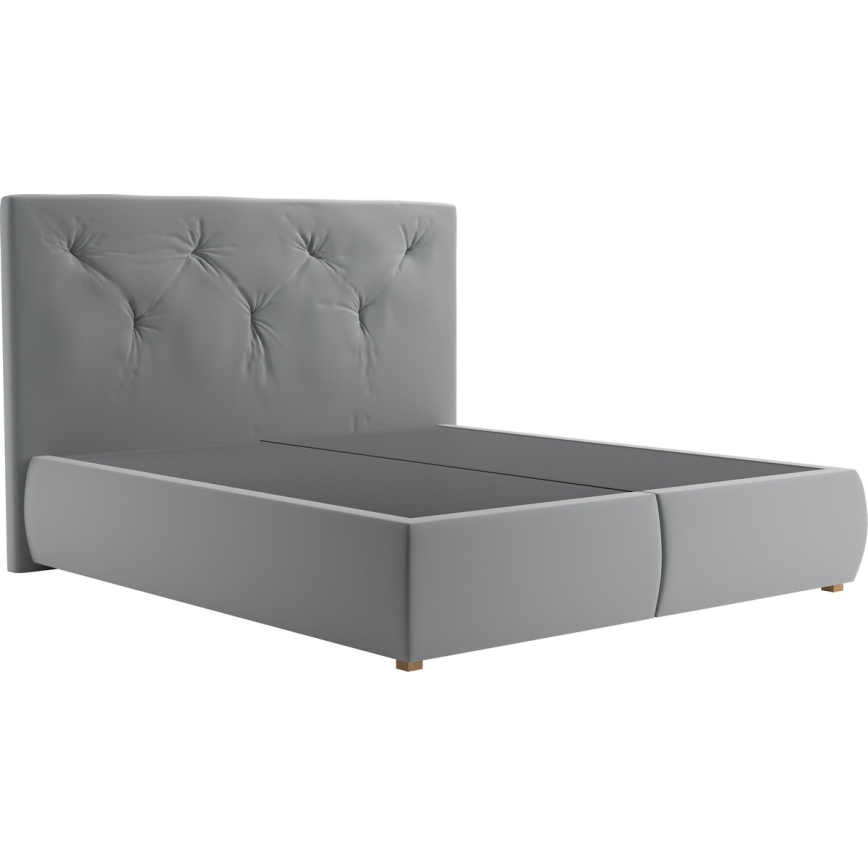 Boxspringbett mit Matratze und Topper ELEN 160x200 cm grau
