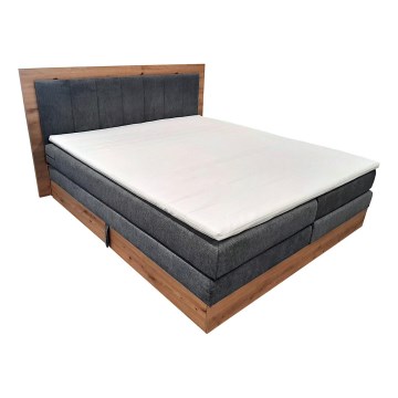 Boxspringbett mit Matratzen und Topper sowie Stauraum JASMINE 180x200 cm grau