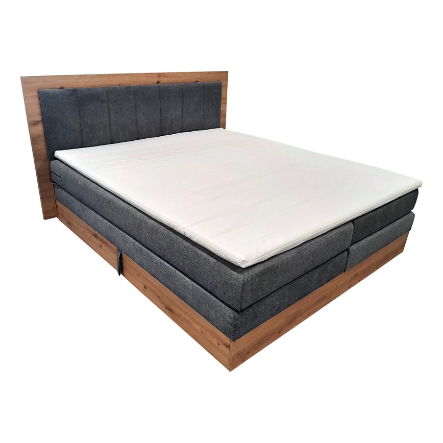 Boxspringbett mit Matratzen und Topper sowie Stauraum JASMINE 180x200 cm grau