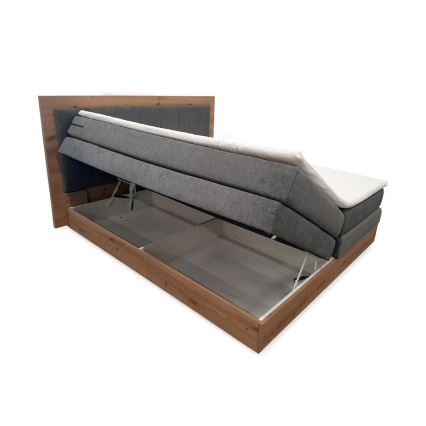 Boxspringbett mit Matratzen und Topper sowie Stauraum JASMINE 180x200 cm grau
