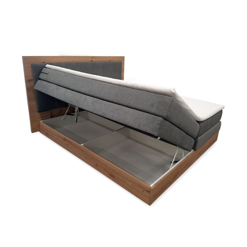 Boxspringbett mit Matratzen und Topper sowie Stauraum JASMINE 180x200 cm grau