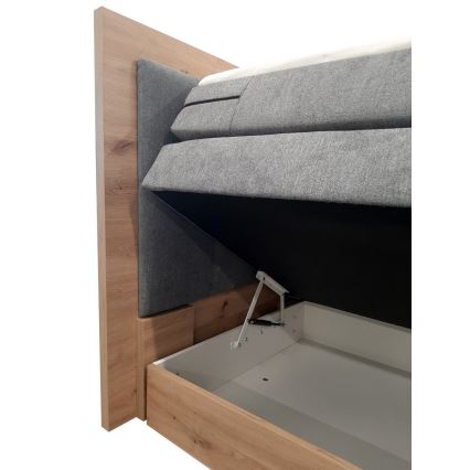 Boxspringbett mit Matratzen und Topper sowie Stauraum JASMINE 180x200 cm grau