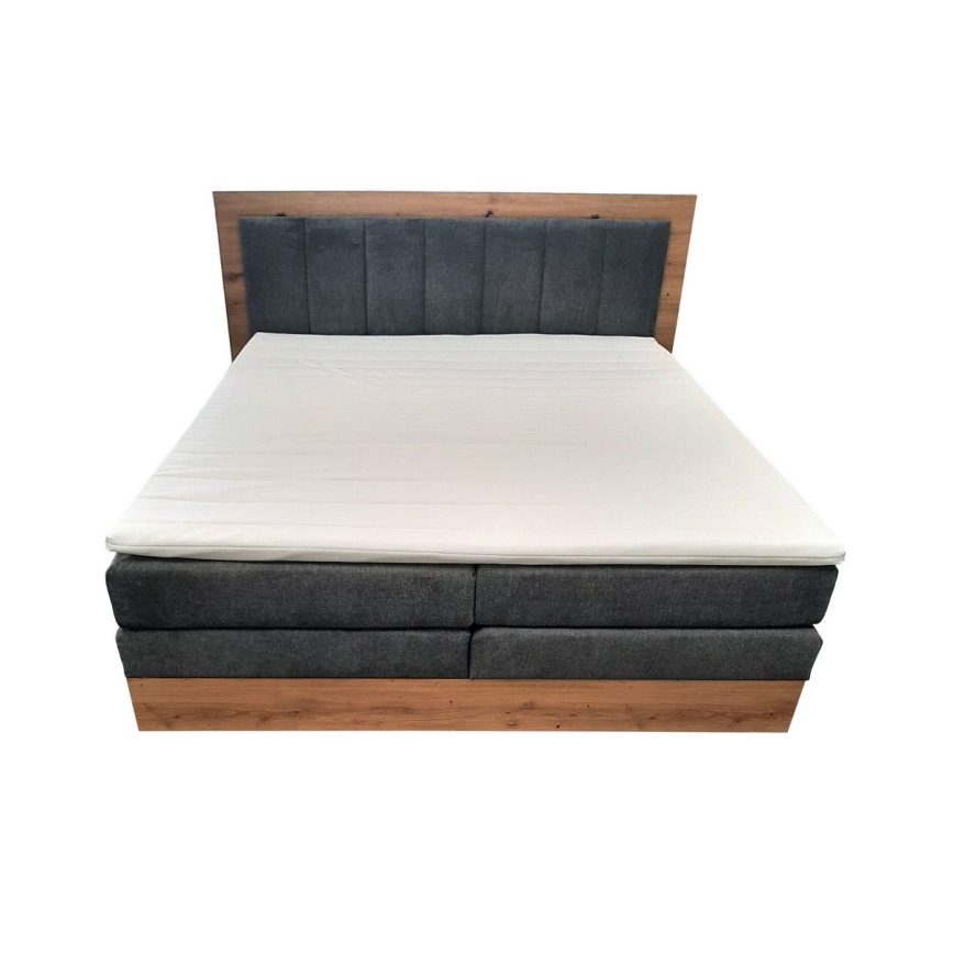Boxspringbett mit Matratzen und Topper sowie Stauraum JASMINE 180x200 cm grau