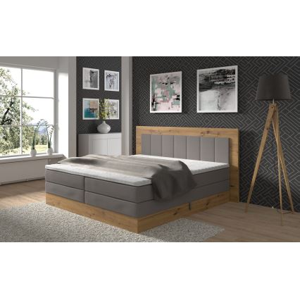 Boxspringbett mit Matratzen und Topper sowie Stauraum JASMINE 180x200 cm grau
