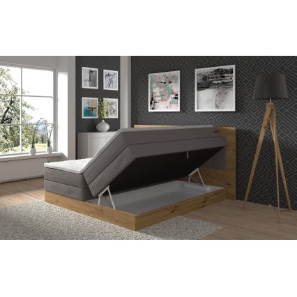 Boxspringbett mit Matratzen und Topper sowie Stauraum JASMINE 180x200 cm grau