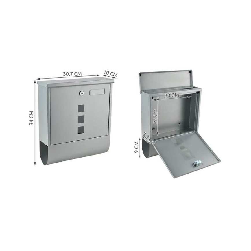 Briefkasten 34 x 30,7 cm, silber