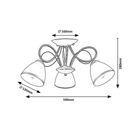 Brilagi - Aufbau-Deckenleuchte FRED 3xE27/60W/230V Ø 59 cm goldfarben