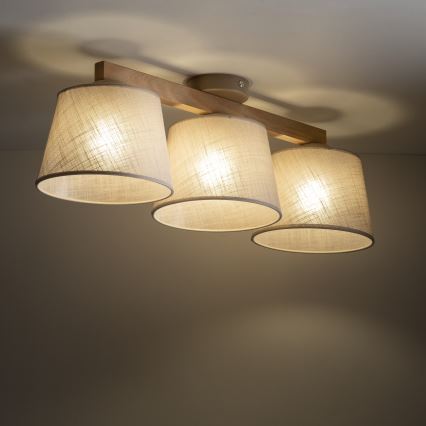 Brilagi - Aufgesetzte Deckenleuchte LATTE SABIA 3xE27/60W/230V Kiefer/Beige