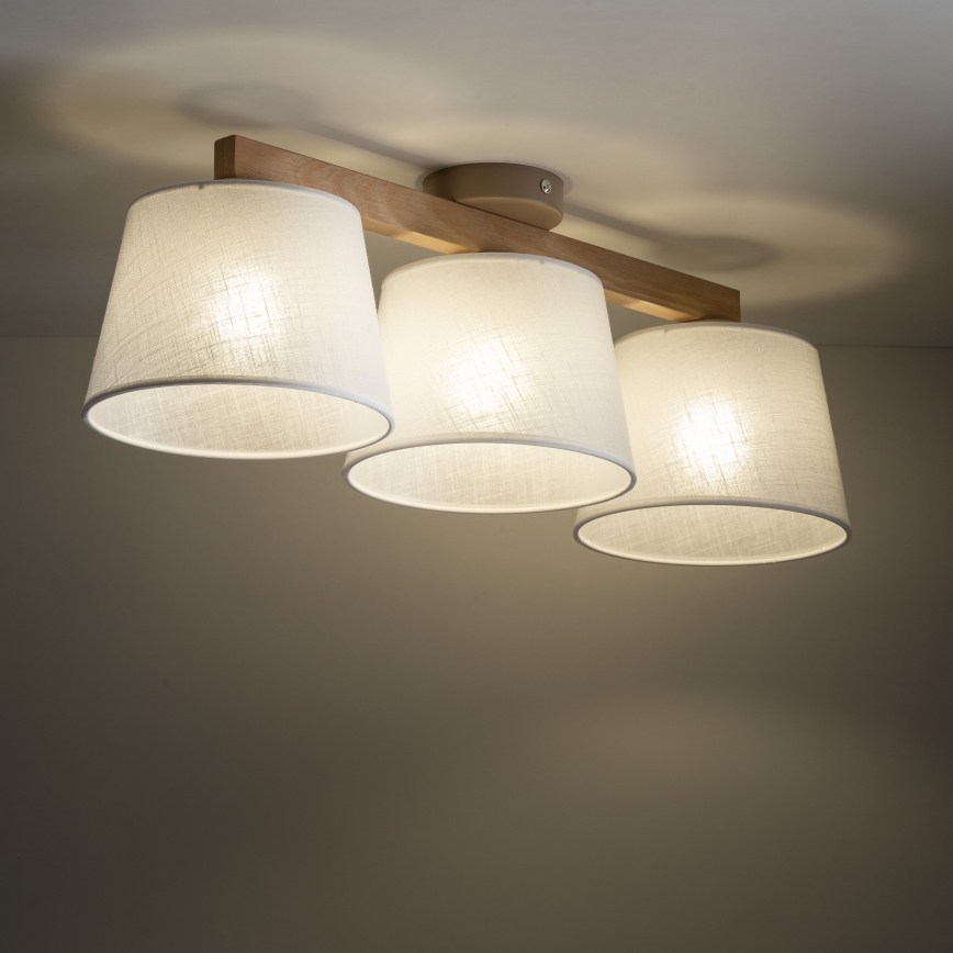 Brilagi - Aufgesetzte Deckenleuchte LATTE SABIA 3xE27/60W/230V Kiefer/weiß