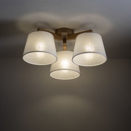 Brilagi - Aufgesetzte Deckenleuchte LATTE SABIA 3xE27/60W/230V Kiefer/Weiß