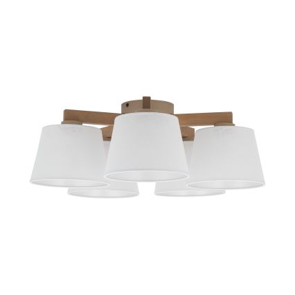 Brilagi - Aufgesetzte Deckenleuchte LATTE SABIA 5xE27/60W/230V Kiefer/Weiß
