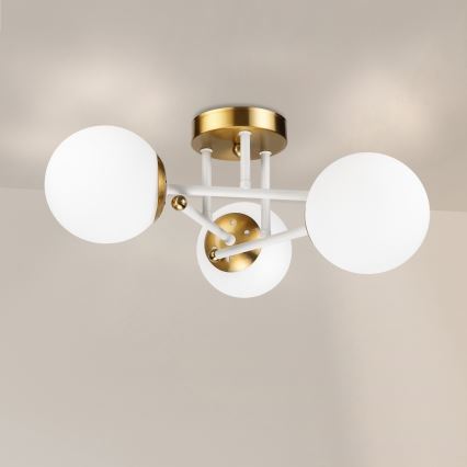 Brilagi - Aufgesetzte Deckenleuchte MALIVA 3xE14/15W/230V gold/weiß