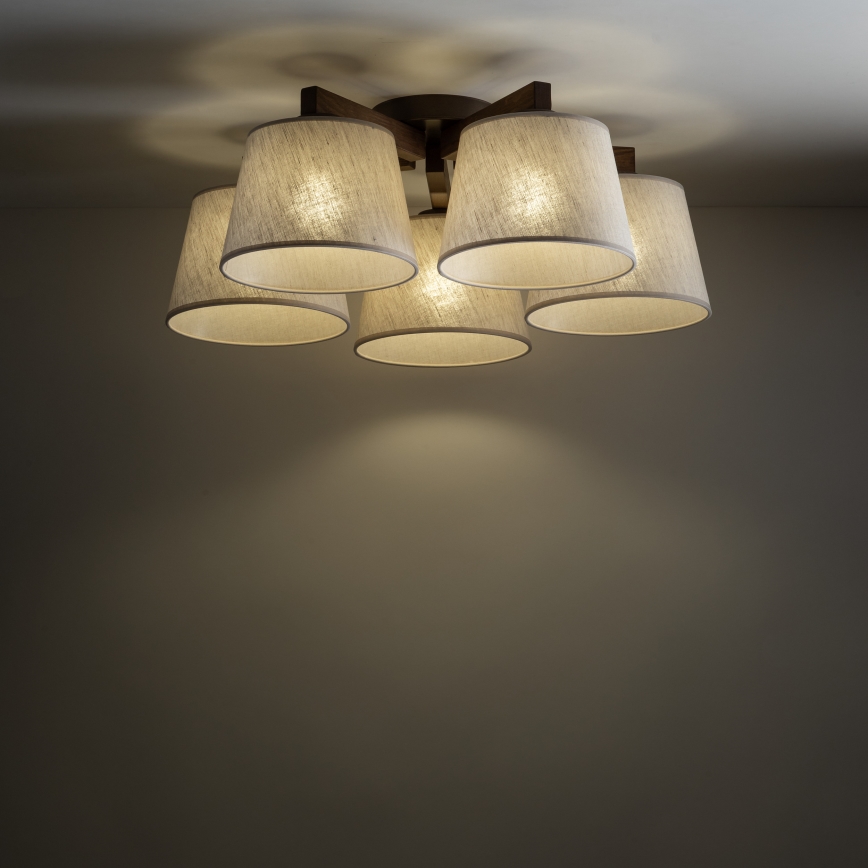 Brilagi - Aufputz-Deckenleuchte LATTE 5xE27/60W/230V Kiefer/Creme