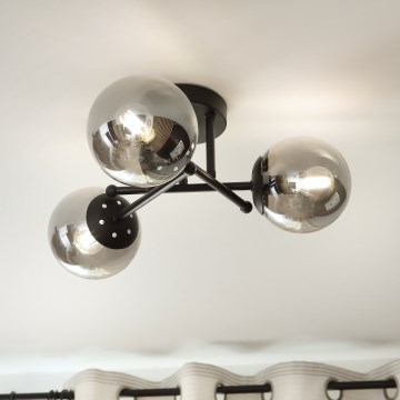 Brilagi - Aufputz-Deckenleuchte MALIVA 3xE14/15W/230V schwarz/rauchglas