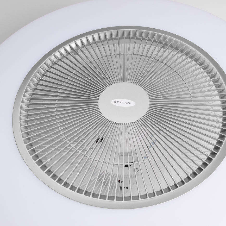 Brilagi - LED-Dimmleuchte mit Ventilator AURA LED/38W/230V 3000-6000K Silber + Fernbedienung