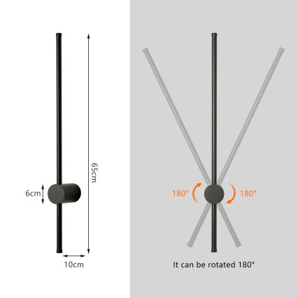 Brilagi - LED-Außenwandleuchte AURA LED/12W/230V 3000K IP54 65 cm schwarz