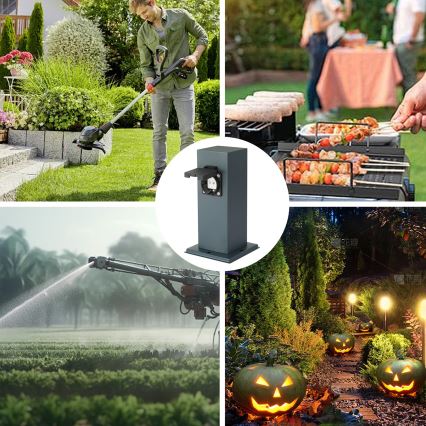 Brilagi - Außensteckdosensäule PILLAR 1x SCHUKO 230V IP44 Anthrazit