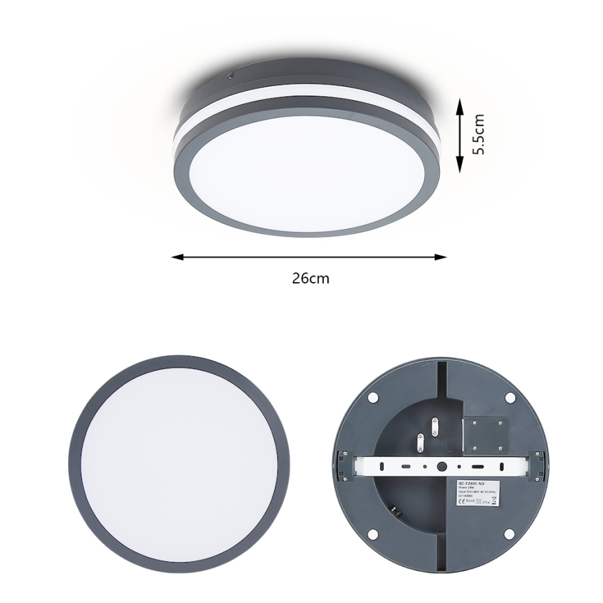 Brilagi - LED Außenleuchte mit Sensor BENE LED/24W/230V Ø 26 cm Anthrazit IP54