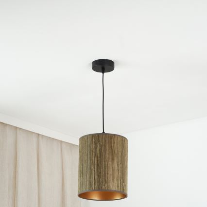 Brilagi - Hängeleuchte an Kabel BOSTON ROLLER 1xE27/15W/230V Ø 21 cm Stroh Braun/Gold