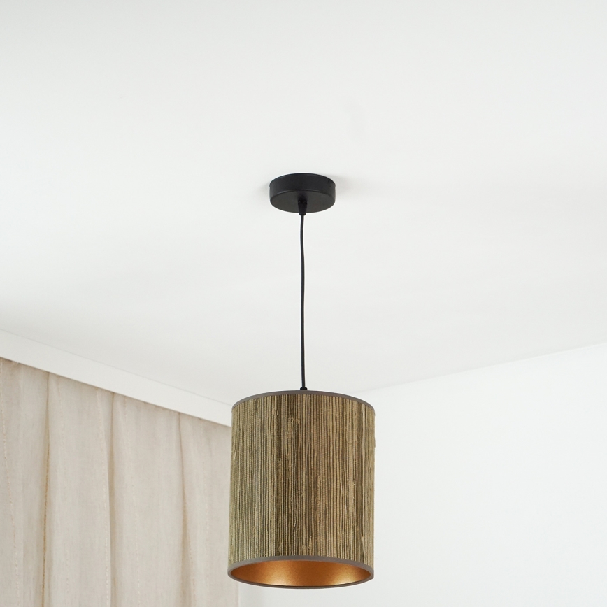 Brilagi - Hängeleuchte an Kabel BOSTON ROLLER 1xE27/15W/230V Ø 21 cm Stroh Braun/Gold