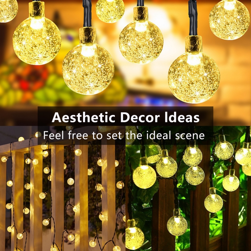 Brilagi - Solar-LED-Dekorations-Lichterkette BUBBLE 100 LEDs/8 Funktionen 10 m IP65 Warmweiß 600 mAh