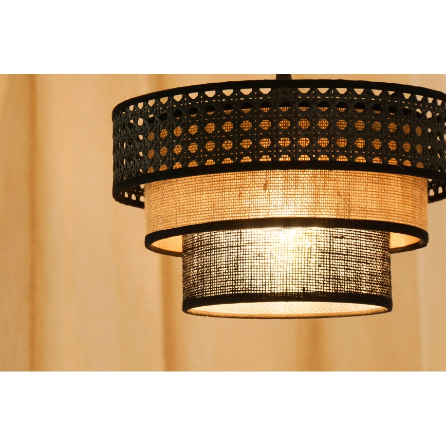 Brilagi - Hängeleuchte an Kabel DAKOTA LUNETA 1xE27/15W/230V Ø 25 cm schwarz/Rattan