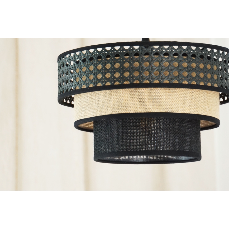 Brilagi - Hängeleuchte an Kabel DAKOTA LUNETA 1xE27/15W/230V Ø 25 cm schwarz/Rattan