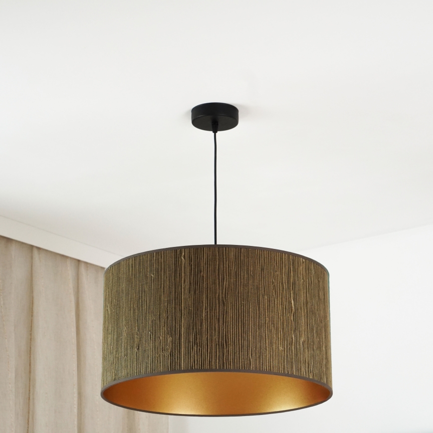 Brilagi - Hängeleuchte an Seil BOSTON ROLLER 1xE27/15W/230V Ø 45 cm Stroh Braun/Gold