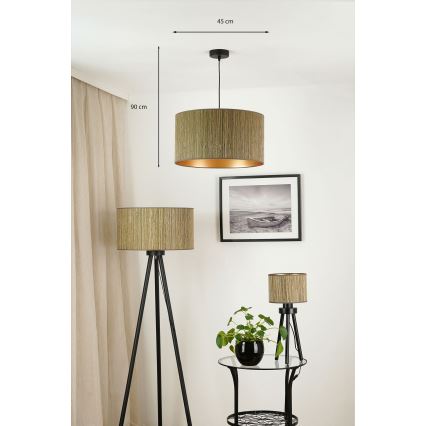 Brilagi - Hängeleuchte an Seil BOSTON ROLLER 1xE27/15W/230V Ø 45 cm Stroh Braun/Gold