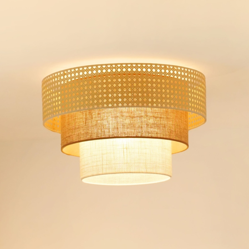 Brilagi - Deckenleuchte CEDAR LUNETA 1xE27/15W/230V Ø 45 cm Rattan/Braun/Creme