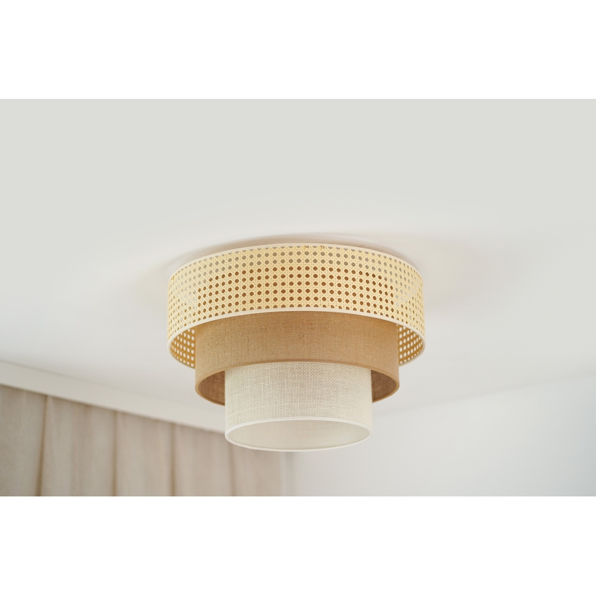 Brilagi - Deckenleuchte CEDAR LUNETA 1xE27/15W/230V Ø 45 cm Rattan/Braun/Creme